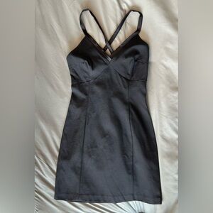 Bebe Black Strappy V-Neck Bodycon Mini Dress Vintage 90s